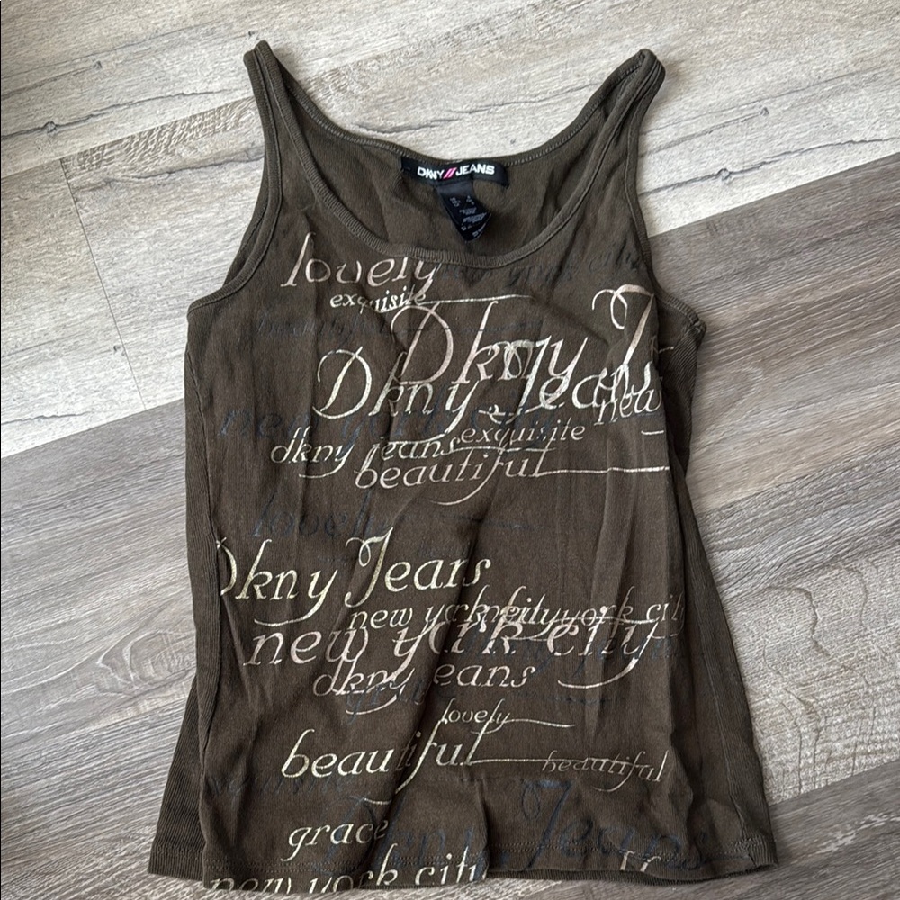 Dkny Army Green Tank Top